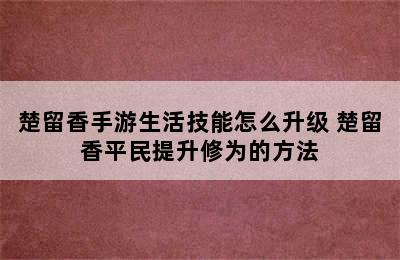 楚留香手游生活技能怎么升级 楚留香平民提升修为的方法